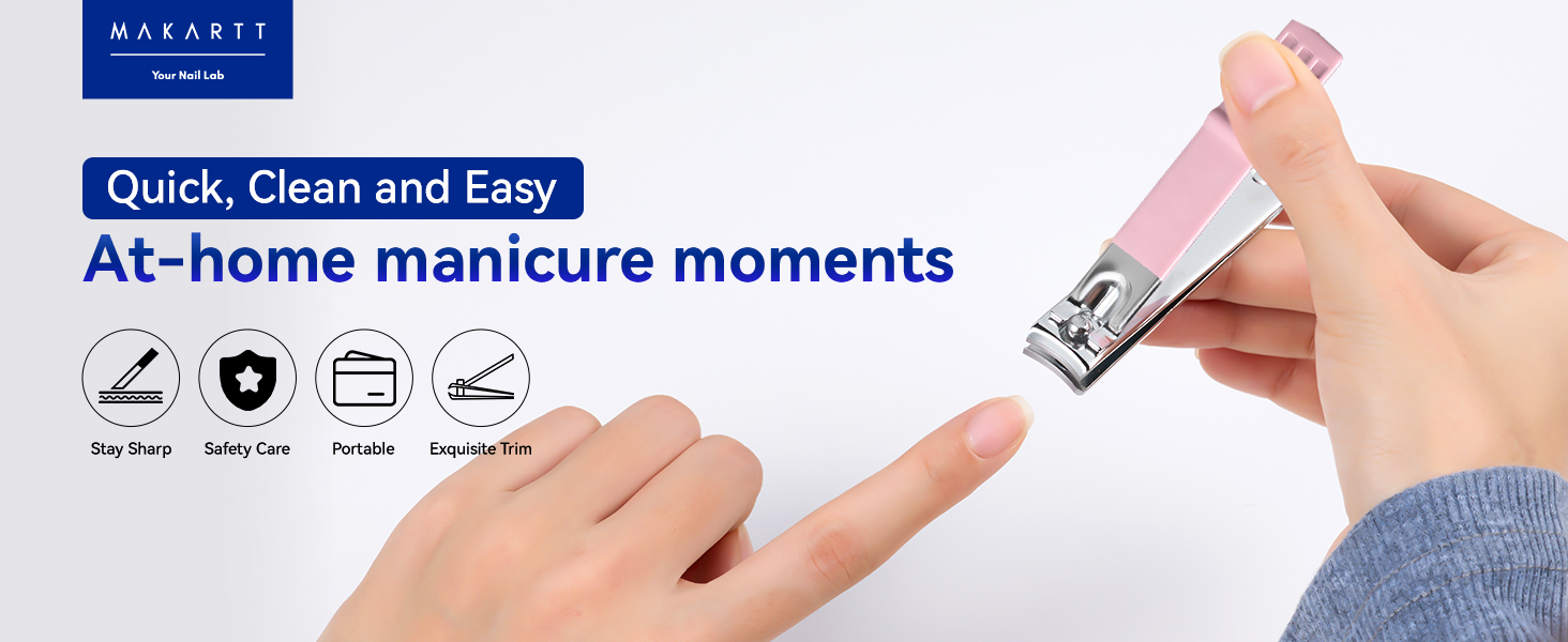 Makartt Nail Clippers - Sharp Nail Cutters, Fingernail & Toenail Clippers for Thick Nails, Curve Edge Portable Nail Clipper Set for Men & Women, Stainless Steel (Pink 2pcs)