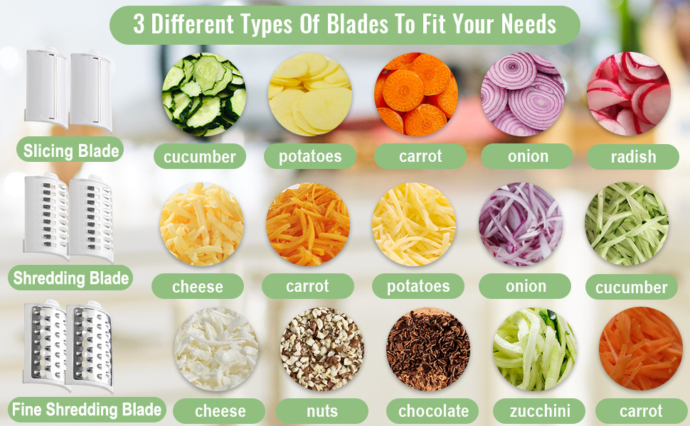 Electric Cheese Grater for Block Cheese,Electric Grater for Home Kitchen Use,3 Changeable Blades Salad Shooter Electric Slicer/Shredder for Vegetable Fruit Nuts