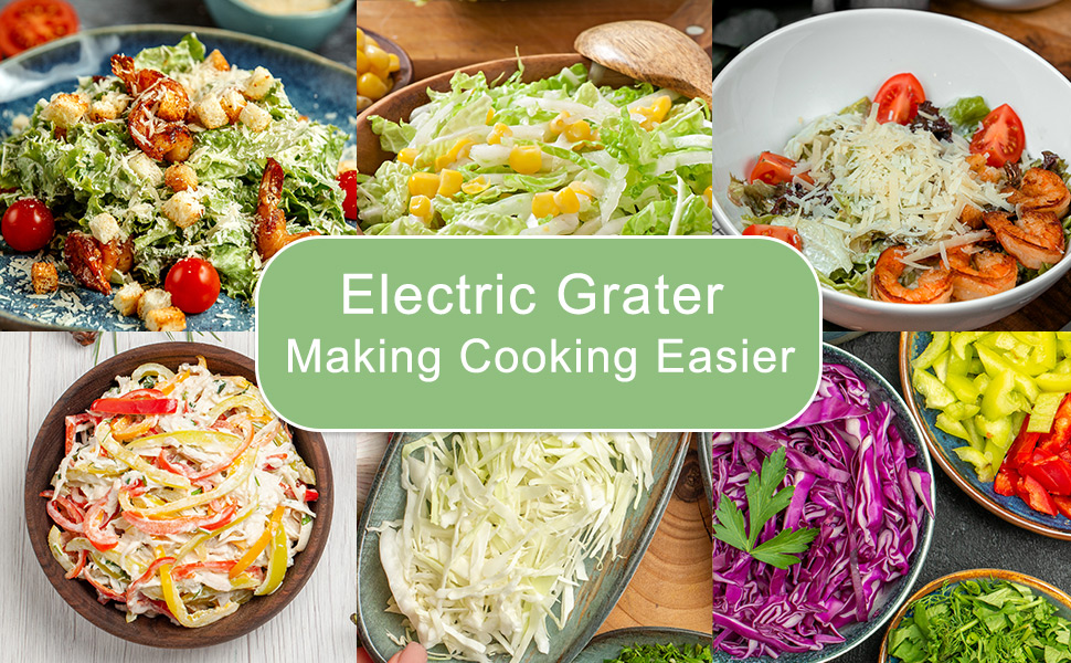 Electric Cheese Grater for Block Cheese,Electric Grater for Home Kitchen Use,3 Changeable Blades Salad Shooter Electric Slicer/Shredder for Vegetable Fruit Nuts