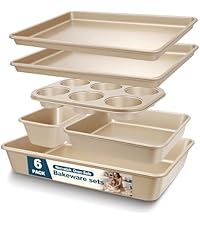 Baking Pans Set Nonstick, Bakeware Sets Stackable with Silicone Handles, AIVIKI 22 Pieces Oven Pan for Cooking Including Baking Cookie Sheet with Rack, Roast Pan, Cake Pan, Loaf Pan, Muffin Pan, Black