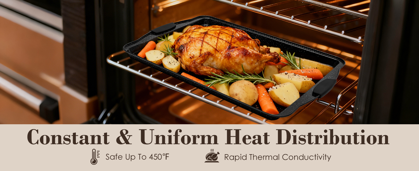 Baking Pans Set Nonstick, Bakeware Sets Stackable with Silicone Handles, AIVIKI 22 Pieces Oven Pan for Cooking Including Baking Cookie Sheet with Rack, Roast Pan, Cake Pan, Loaf Pan, Muffin Pan, Black