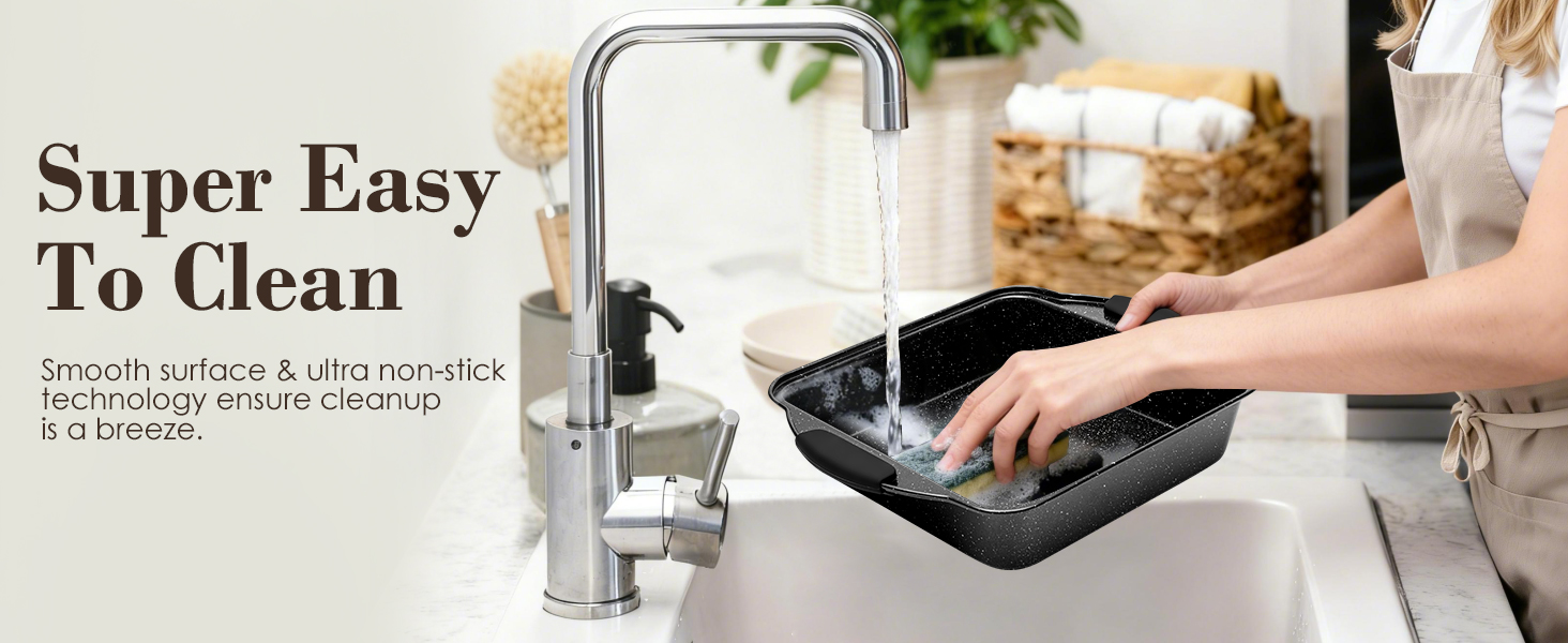 Baking Pans Set Nonstick, Bakeware Sets Stackable with Silicone Handles, AIVIKI 22 Pieces Oven Pan for Cooking Including Baking Cookie Sheet with Rack, Roast Pan, Cake Pan, Loaf Pan, Muffin Pan, Black