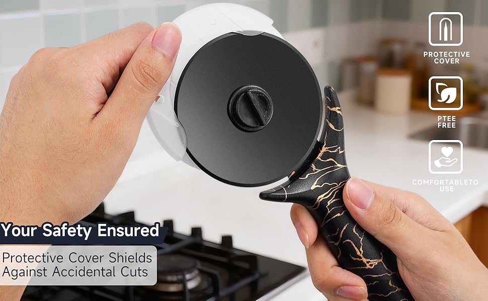 pizza cutter wheel with Removable and Washable Blade - Perfect for pizza Rolls, Pastry, Cheese, and cakes - Easy to Clean and Replace - Non-slip Grip for Smooth Cutting 8.47 Inches (Red)