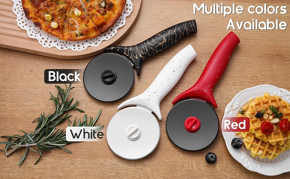 pizza cutter wheel with Removable and Washable Blade - Perfect for pizza Rolls, Pastry, Cheese, and cakes - Easy to Clean and Replace - Non-slip Grip for Smooth Cutting 8.47 Inches (Black)