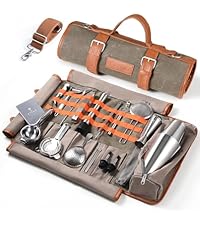 33-Piece Professional Bartender Kit with Weighted Boston Shaker – High End Mixology Set for Home Bar – Stainless Steel Barware Tool Set Unbreakable Citrus Squeezer, Ice Scoop & Mixing Glass