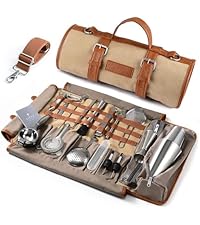 33-Piece Professional Bartender Kit with Weighted Boston Shaker – High End Mixology Set for Home Bar – Stainless Steel Barware Tool Set Unbreakable Citrus Squeezer, Ice Scoop & Mixing Glass