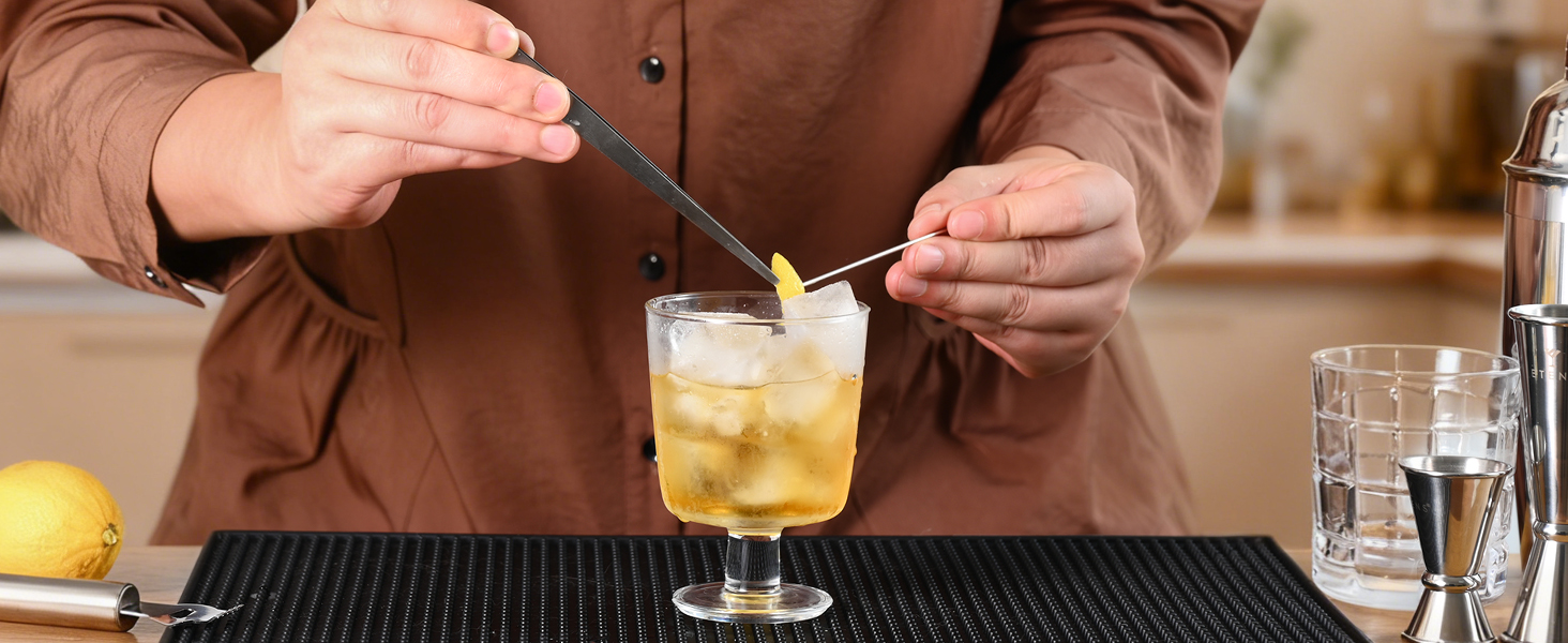 33-Piece Professional Bartender Kit with Weighted Boston Shaker – High End Mixology Set for Home Bar – Stainless Steel Barware Tool Set Unbreakable Citrus Squeezer, Ice Scoop & Mixing Glass