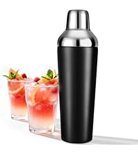 Insulated Cocktail Shaker Black - 23oz Double Wall Vacuum Stainless Steel Martini Shaker with Built-in Strainer & Jigger Lid, Pro Leak-Proof Weighted Shaker for Home Bar, Premium Bar Gift Set