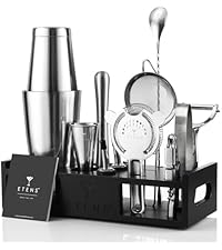 Insulated Cocktail Shaker Black - 23oz Double Wall Vacuum Stainless Steel Martini Shaker with Built-in Strainer & Jigger Lid, Pro Leak-Proof Weighted Shaker for Home Bar, Premium Bar Gift Set