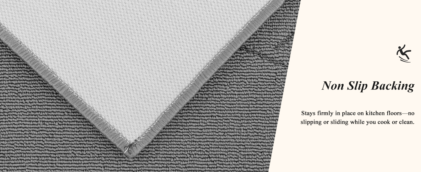 Bsmathom Kitchen Rugs Sets of 3, Non Slip Kitchen Runner, Washable Non Skid Kitchen Rug, Kitchen Floor Mat for Hallway Entryway Laundry Room, Light Gray