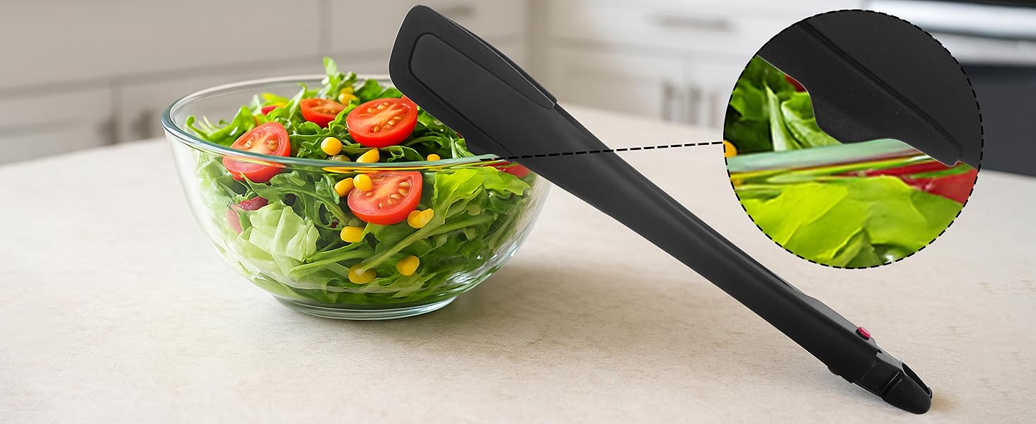 Professional Stainless Steel Kitchen Tongs, Food-Grade Silicone Anti-Slip Design with Comfortable Grip, Multi-Purpose for Salad Serving, BBQ and Cooking- 12'' Black