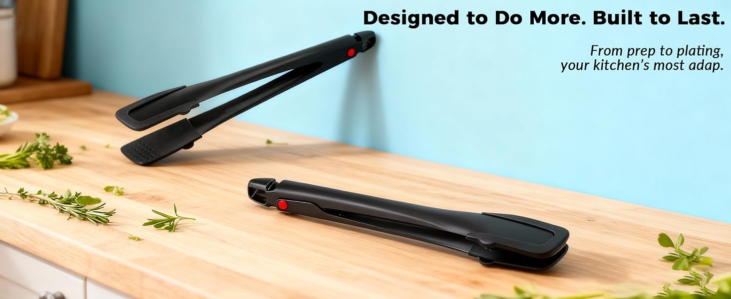 Professional Stainless Steel Kitchen Tongs, Food-Grade Silicone Anti-Slip Design with Comfortable Grip, Multi-Purpose for Salad Serving, BBQ and Cooking- 12'' Black