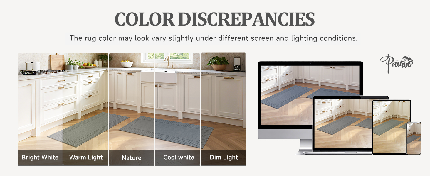 Pauwer Kitchen Mats for Floor 3 Piece Set Non Slip Kitchen Rugs Washable Farmhouse Kitchen Floor Mats Thick Long Area Rug Carpet Runner for Hallway Entryway Laundry Bathroom, Grey