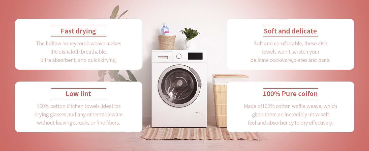 100% Cotton Waffle Weave Kitchen Dish Cloths, 6-Pack 12x12 Inch Dark Grey Ultra Soft Absorbent Quick Drying Dish Towels for Drying Dishes & Cleaning, 6 Colors