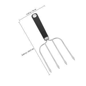 Stainless Steel Turkey Lifter Fork with Four Prongs for Barbecue and Roasting Heavy-duty Meat Carving Tool with Smooth Handle and Hanging Kitchen Meat Handler for Cooking