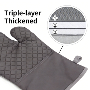 Oven Mitts and Pot Holders 8pcs Set, Cotton Oven Glove with Non-Slip Silicone Surface, Machine Washable Pot Holders, Extra Long Oven mits, Heat Resistant 500 °F, for Cooking, Grilling, Baking