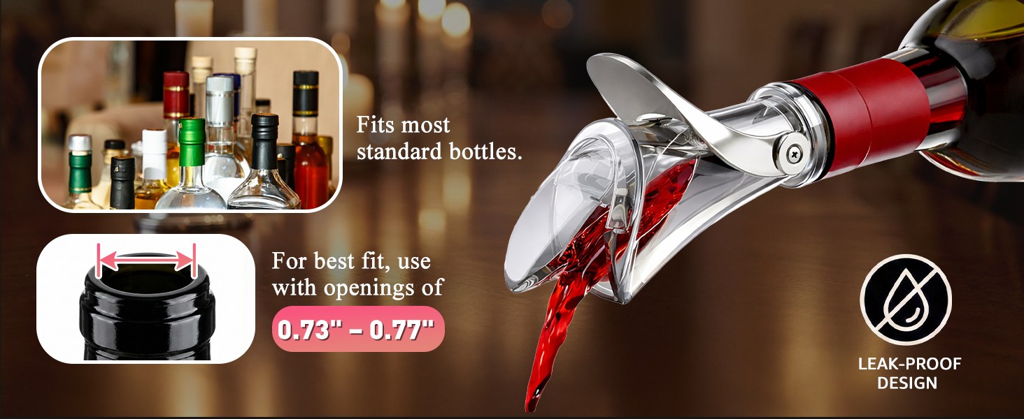 IOV Wine Bottle Pourer, Upgraded Sealing Wine Stopper with Dust Caps, Auto Flip Pourer Spout for Liquor, Olive Oil, Vinegar and Syrup, No-Drip Wine Accessories Gift for Wine Lovers