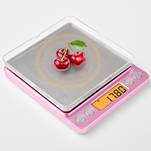 0.01g High Precision Kitchen Food Scale, Diyife 500g Portable Digital Scale with LCD Display, Tare, Multifunctional Gram Scale Weight for Cooking, Baking, Jewelry, 2 Tray, Batteries Included, Pink