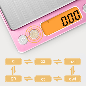 0.01g High Precision Kitchen Food Scale, Diyife 500g Portable Digital Scale with LCD Display, Tare, Multifunctional Gram Scale Weight for Cooking, Baking, Jewelry, 2 Tray, Batteries Included, Pink