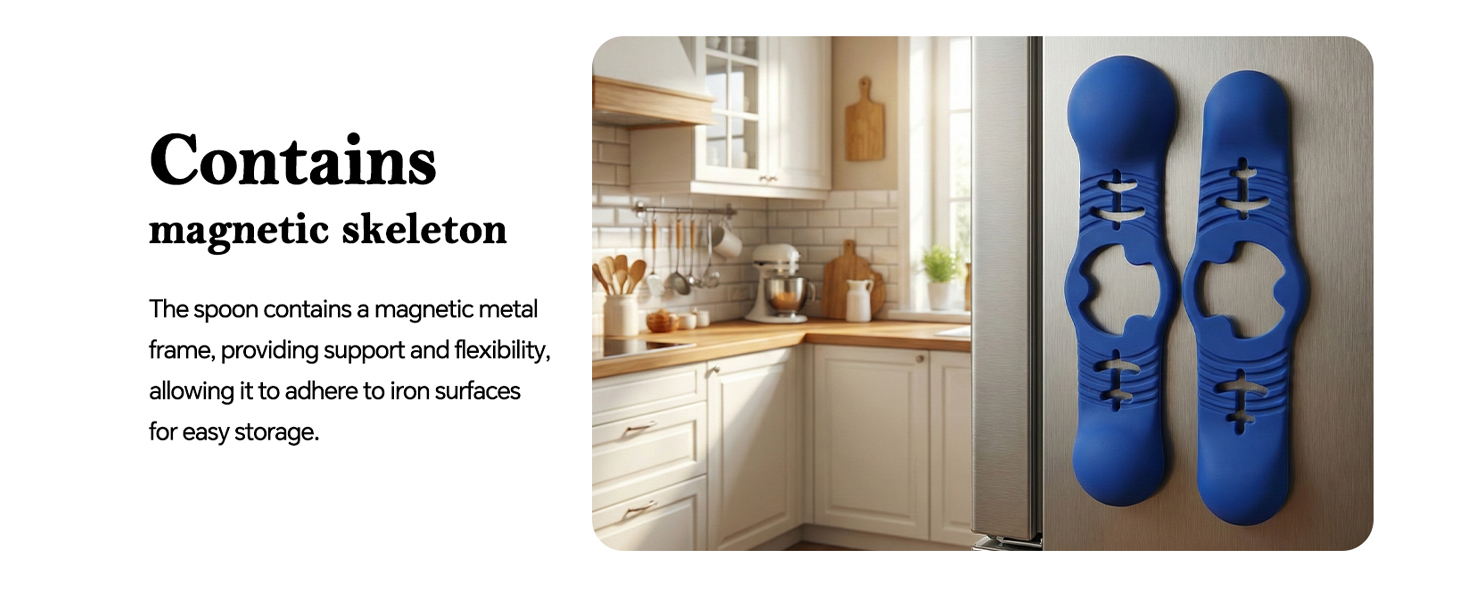 Silicone Magnetic Measuring Spoons, 2 Pack Coffee Measuring Spoons(4-size) - Equipped with strong N50 magnets – securely attach to any metal surface, Suitable for dry and liquid ingredients(RED)