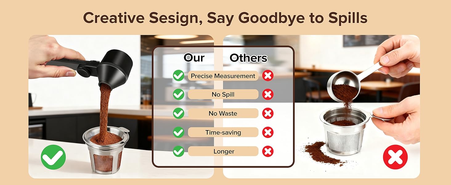 Coffee Scoop 2Tbsp & 51mm Espresso Tamper - BPA-Free PCTG Scoop Funnel, Fits K-Cups, Precise Measuring for Coffee/Protein/Powder/Hot Cocoa & Formula Dispensers (Black 1Pack)