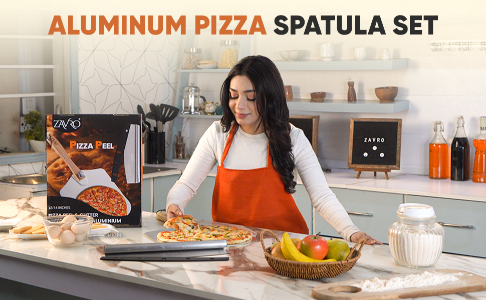 Aluminum Pizza Peel & Stainless Steel Rocker Cutter Set – 12×14 Inch Pizza Paddle with Foldable Wooden Handle, Storage Bag Included, Lightweight Pizza Spatula for Home & Outdoor Pizza Ovens