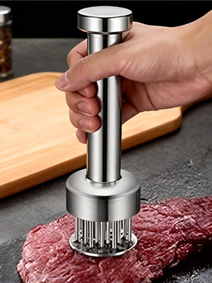 Meat Tenderizer Tool with 21 Sharp Needles,304 Stainless Steel,Retractable Safety Guard,Meat Piercing for Tenderizing Steak,Beef,Chicken,Pork,Turkey,Perfect for BBQ & Marinating,Dishwasher Safe