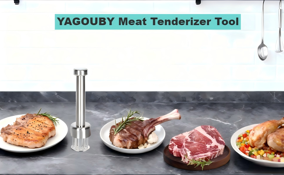 Meat Tenderizer Tool with 21 Sharp Needles,304 Stainless Steel,Retractable Safety Guard,Meat Piercing for Tenderizing Steak,Beef,Chicken,Pork,Turkey,Perfect for BBQ & Marinating,Dishwasher Safe