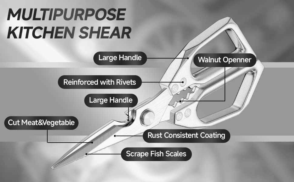 2-Pack Heavy Duty Stainless Steel Kitchen Scissors-All Purpose Heavy Duty Poultry Shears for Meat,Chicken Bones and Turkey,Dishwasher Safe Sharp Japanese Cooking Shears, Gifts for Women