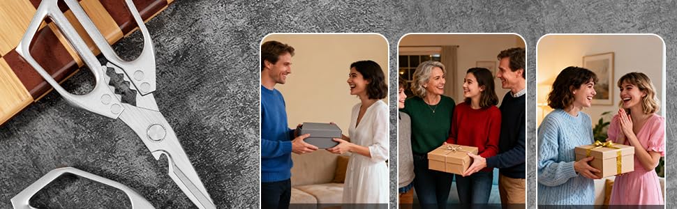 2-Pack Heavy Duty Stainless Steel Kitchen Scissors-All Purpose Heavy Duty Poultry Shears for Meat,Chicken Bones and Turkey,Dishwasher Safe Sharp Japanese Cooking Shears, Gifts for Women