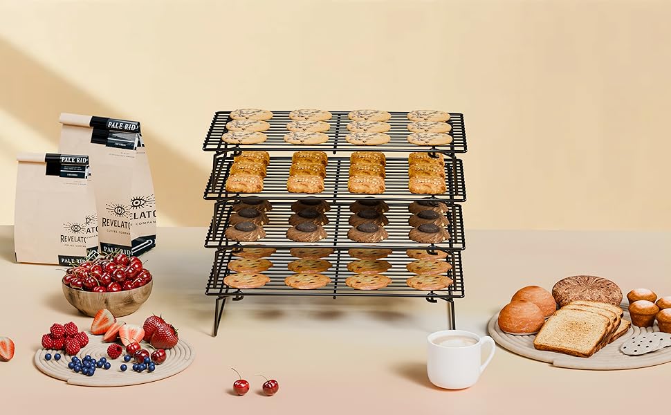 4PCS Cooling Racks for Cooking and Baking, Collapsible 4 Tiers 10