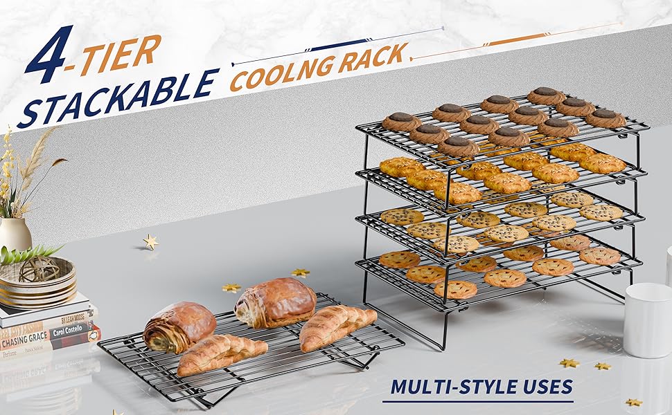 4PCS Cooling Racks for Cooking and Baking, Collapsible 4 Tiers 10