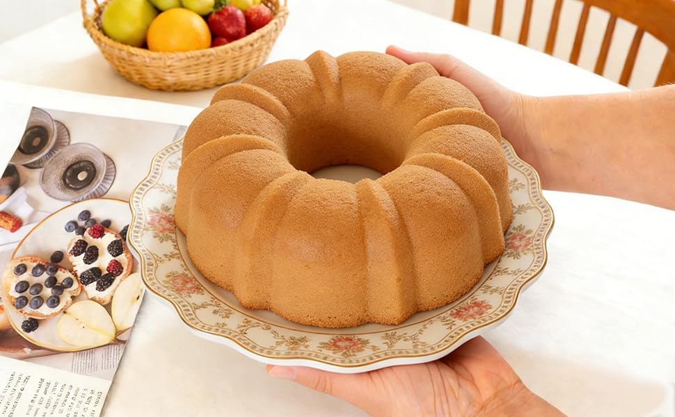 7 Inch Fluted Tube Cake Pan, Carbon Steel Round Tube Baking Pans, Small Kugelhopf Pan Pound Cake Mold for Cakes, Bread, Flan, 2 PCS, Black Color