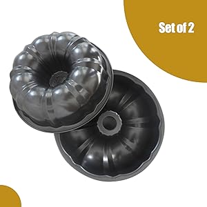 7 Inch Fluted Tube Cake Pan, Carbon Steel Round Tube Baking Pans, Small Kugelhopf Pan Pound Cake Mold for Cakes, Bread, Flan, 2 PCS, Black Color