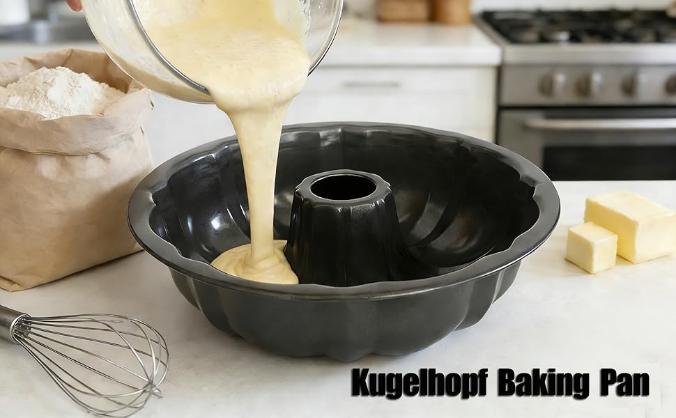 7 Inch Fluted Tube Cake Pan, Carbon Steel Round Tube Baking Pans, Small Kugelhopf Pan Pound Cake Mold for Cakes, Bread, Flan, 2 PCS, Black Color