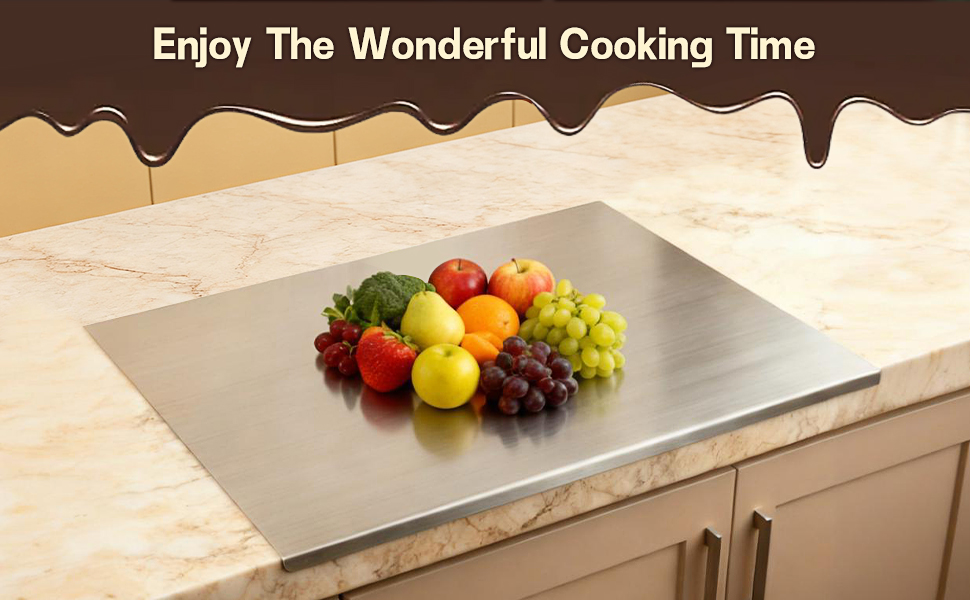 304 Stainless Steel Cutting Board for Kitchen- Large L-Shaped Bread Board,Double-Sided Chopping Board for Baking,Non Adhesive Bread Cutting Board