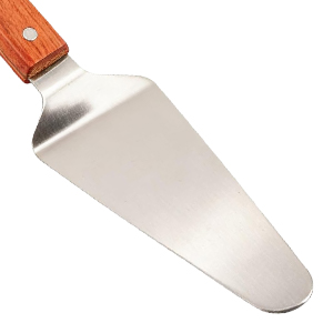 4 Pack Stainless Steel Pizza Servers with Wooden Handle, Pizza Cutter Cake Cutter Triangular Spade Pie Pastry Spatula for Tart, Dessert