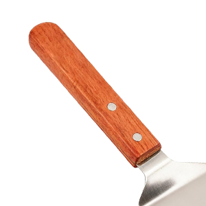 4 Pack Stainless Steel Pizza Servers with Wooden Handle, Pizza Cutter Cake Cutter Triangular Spade Pie Pastry Spatula for Tart, Dessert