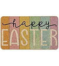 Artoid Mode Rabbit Bunny Tulip Flowers Easter Kitchen Mats Set of 2, Spring Home Decor Low-Profile Kitchen Rugs for Floor - 17x29 and 17x47 Inch