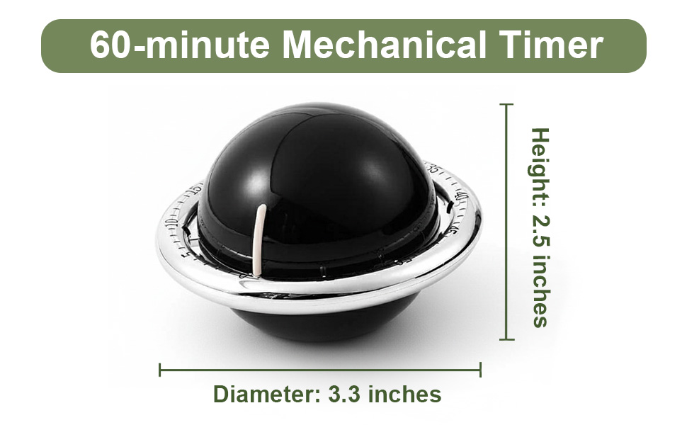 Kitchen Timer, 60-Minute Mechanical Timer with Magnetic Back - No Batteries Required - Loud Alarm, Wind Up Manual Time Countdown Reminder for Cooking, Baking, Exercise, Study, Working, Gaming, Black