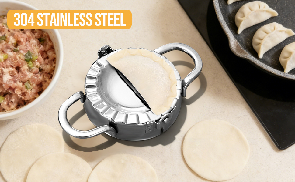 Stainless Steel Dumpling Ravioli Maker Press,2 Pack Pierogi Mold - Wonton Mould, Easy-tool for Dumpling Wrapper Dough Stamp Cutter Pastry Pie Making (2 pcs dumpling maker)