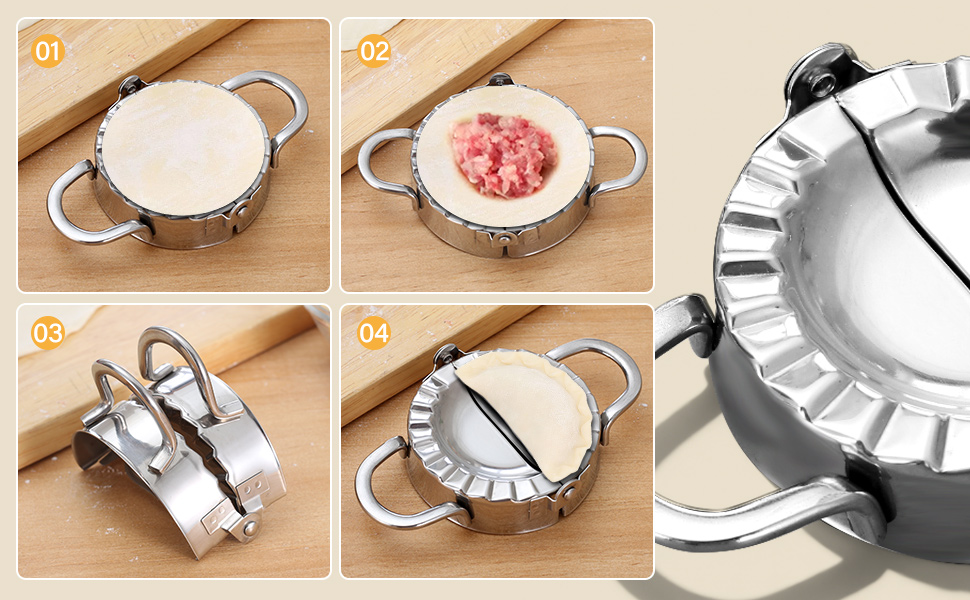 Stainless Steel Dumpling Ravioli Maker Press,2 Pack Pierogi Mold - Wonton Mould, Easy-tool for Dumpling Wrapper Dough Stamp Cutter Pastry Pie Making (2 pcs dumpling maker)