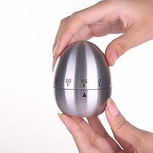 Kitchen Timer for Cooking, Egg Kitchen Timer Stainless Steel Mechanical Rotating Alarm 60 Minutes Count Down Time Clock for Cooking Learning(Color:Silver)