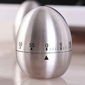 Kitchen Timer for Cooking, Egg Kitchen Timer Stainless Steel Mechanical Rotating Alarm 60 Minutes Count Down Time Clock for Cooking Learning(Color:Silver)