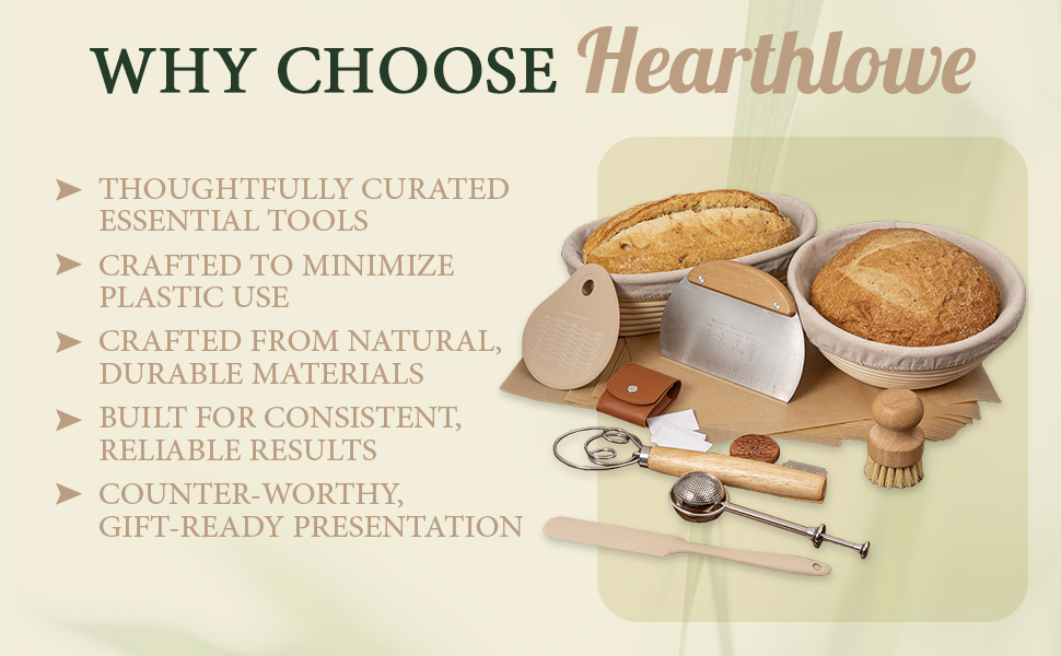 Sourdough Baking Kit Complete Starter Set with Banneton Proofing Basket Bread Lame Dough Scraper Whisk and Guide for Homemade Artisan Bread