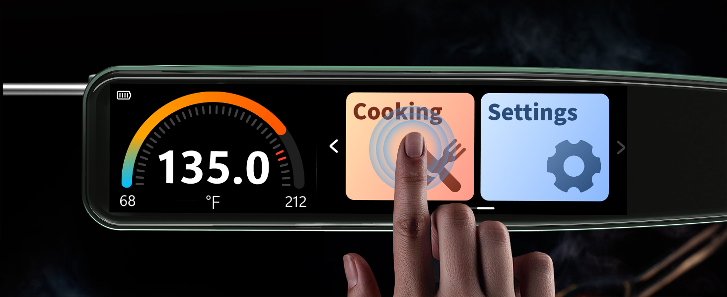 Smart Meat Thermometer Digital 0.5 Sec Instant Read Kitchen Food Thermometer for Cooking Grill Smoker & BBQ, Built-in APP Touchscreen ±0.5°F Accuracy, -58–572°F, USB-C Rechargeable, Gifts for Men