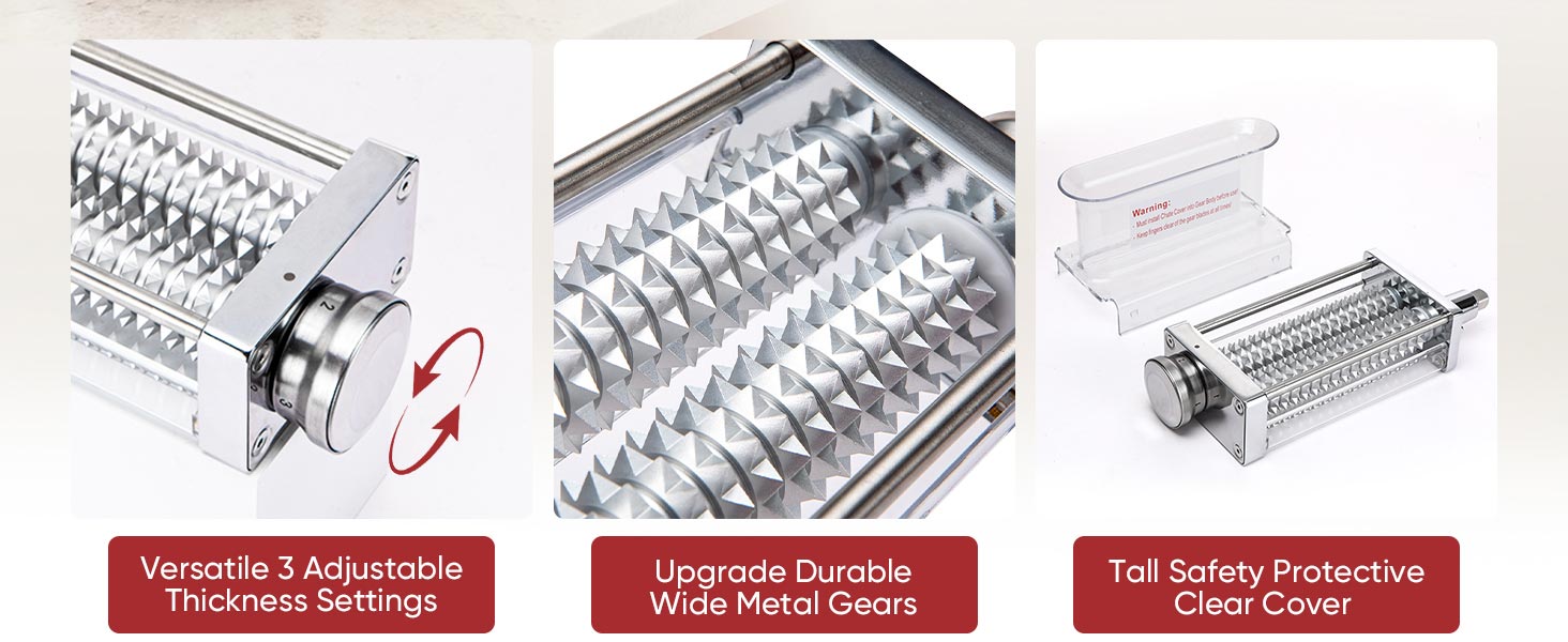 Adjustable Meat Tenderizer Attachment for KitchenAid Stand Mixers 3 Thickness Settings with Wide Metal Wheel & Tall Chute Meat Tenderizer Tool (meat tenderizer)