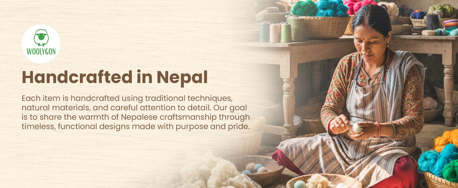 Round Felt Ball Coasters - 100% Merino Wool Table Coasters - Felt Coaster Pads, Absorbent Trivet for Drinks - Heat Resistant, Thick & Durable Hand Felted - Woolygon - Multicolor Set of 5 (Rainbow)