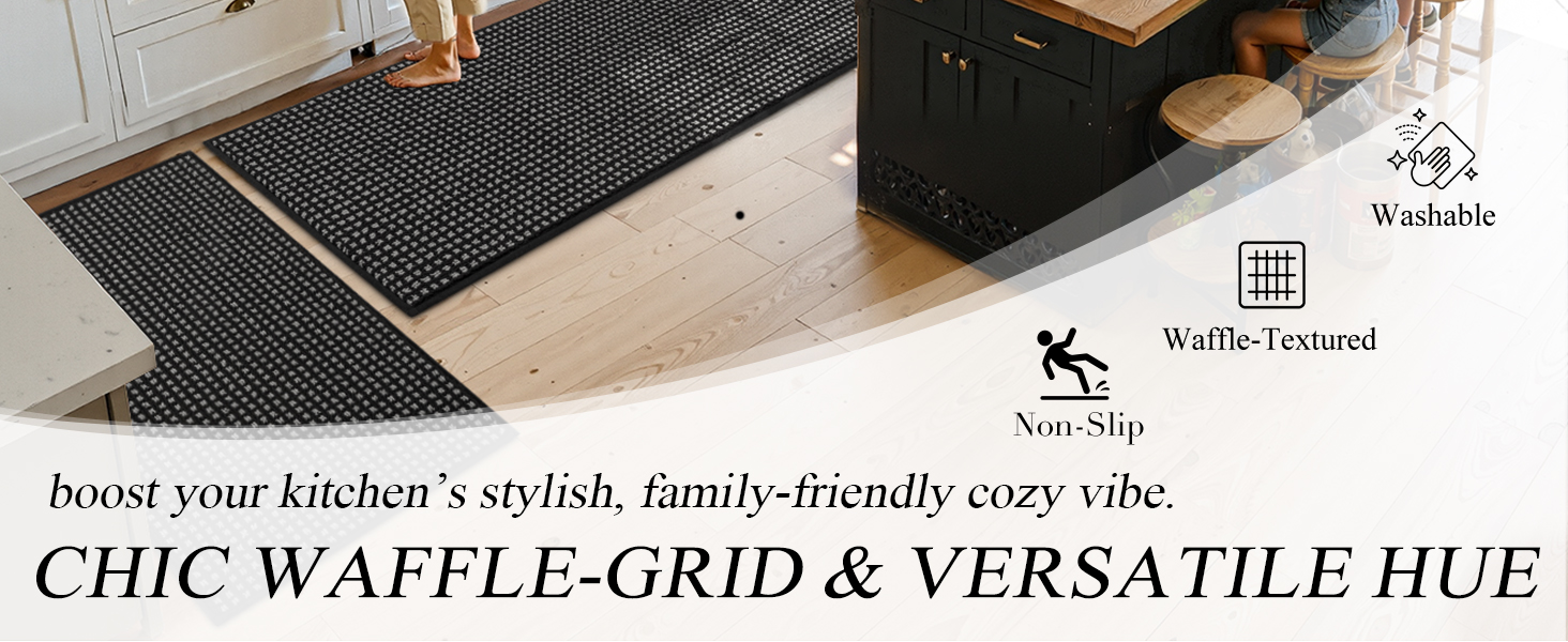 Kitchen Rugs,Non Slip Absorbent Kitchen Mats for Floor-Thick Stain Resistant Washable Kitchen Floor Mat Runner Carpet for Hallways,Entryway,Laundry Room,Sink(17