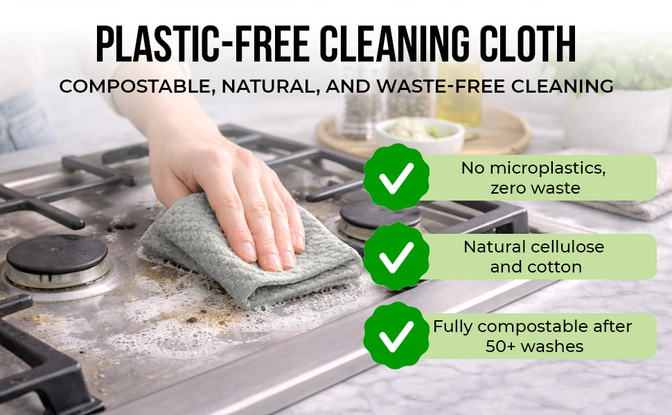 Swedish Dishcloths 12 Pack - Reusable Paper Towels for Kitchen, Absorbent Cellulose Sponge Cleaning Cloths, Washable Dish Rags, Quick Drying Kitchen Towels, Paper Towel Alternative by Organic Origin